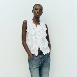 Zara RUFFLED LINEN TOP